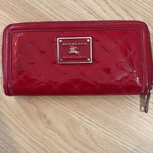 BURBERRY Blue Label Nova Patent Leather Bi-fold Long Wallet & COA